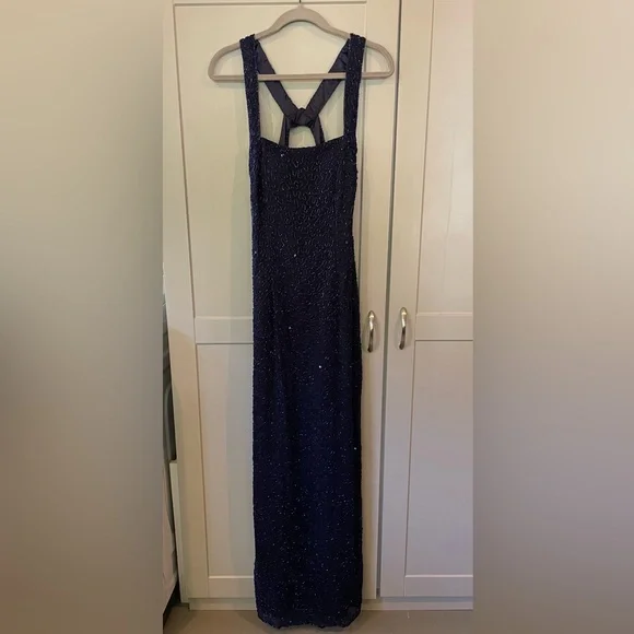 Scala navy blue beaded formal gown - Picture 2 of 16